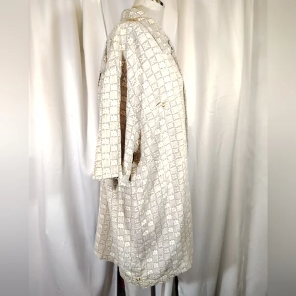 Visitor Silk Button-Down Shirt, Collar, Pocket, Beige-Ivory Design, Lghtwght, 2X - Picture 5 of 10